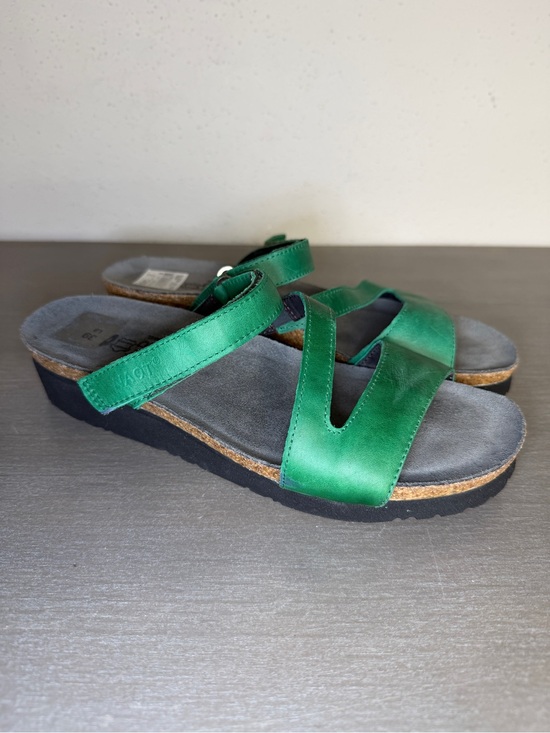 Naot Shoes - Naot Gabriela Womens 8 Slide Emerald Green Leather Adjustable Slip On Sandal